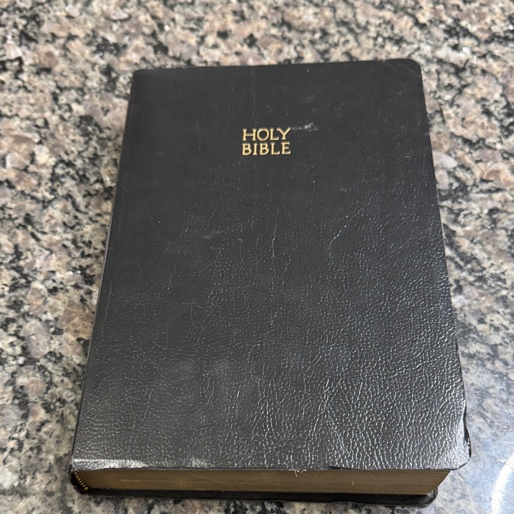 Leather Black Holy Bible EUC - Picture 2 of 9